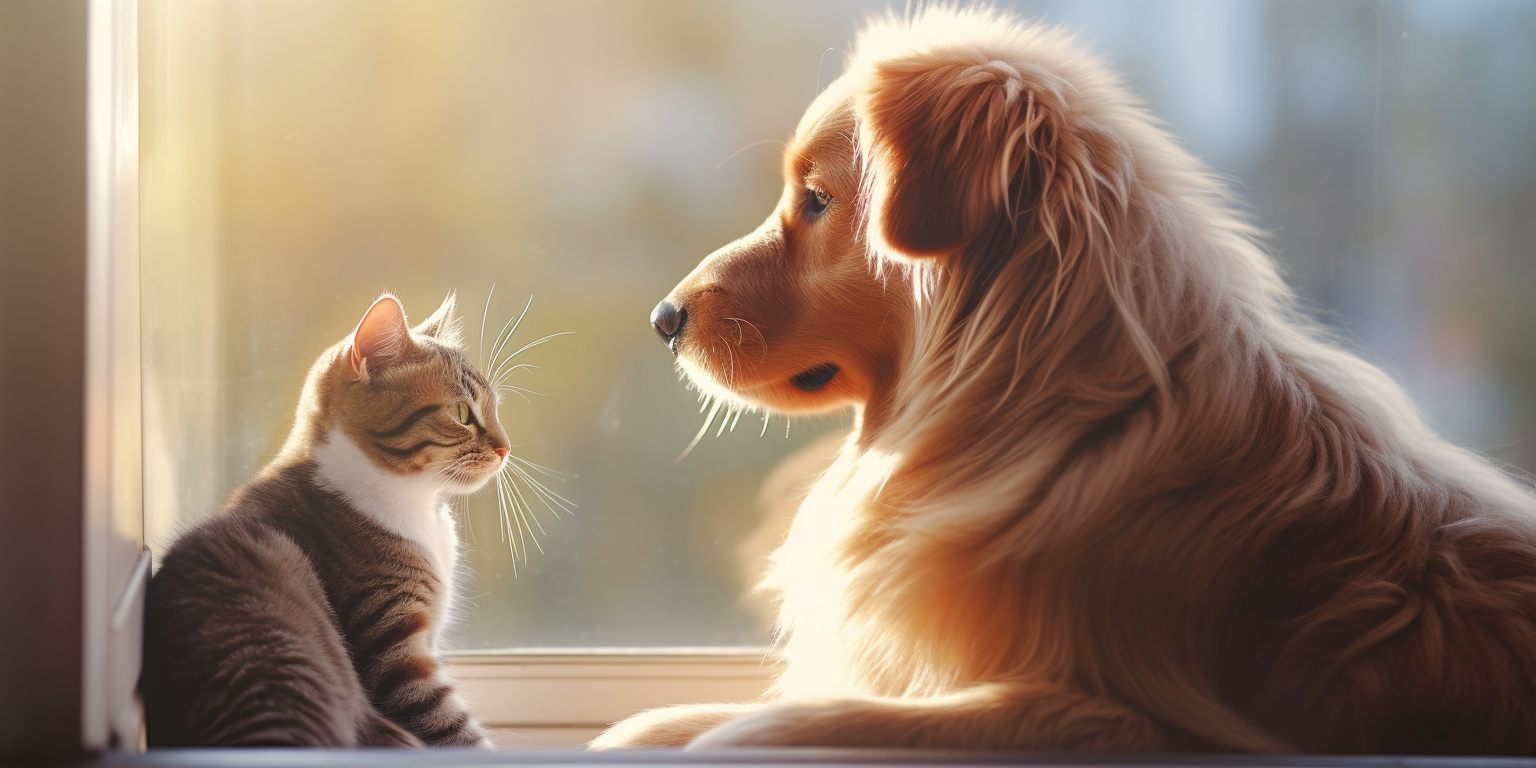 dog and cat live together